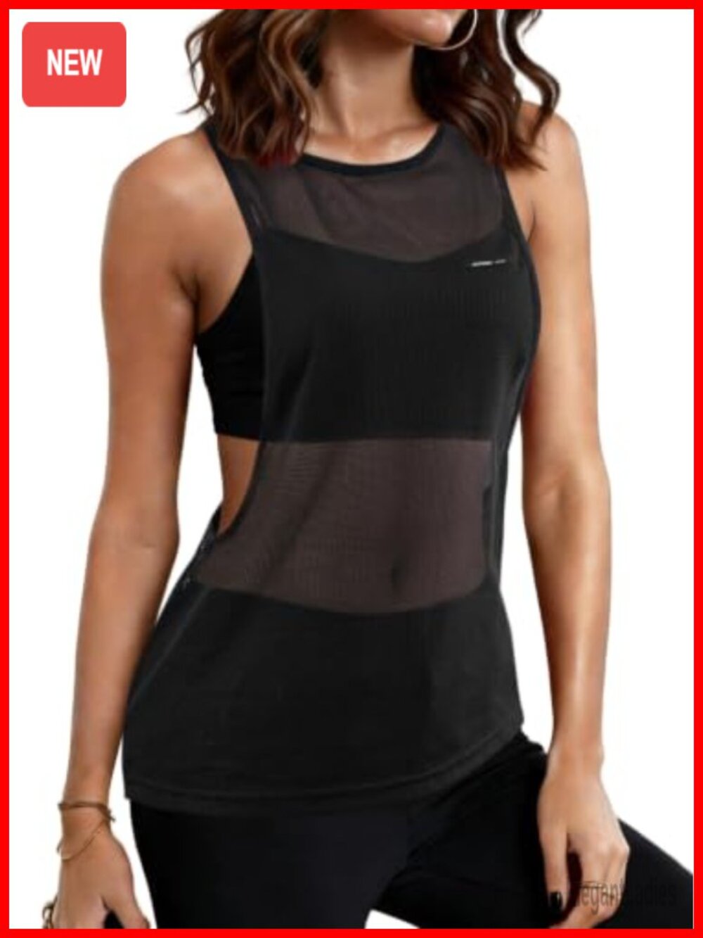 Mesh Workout Tank Top Sheer Racerback Open Side